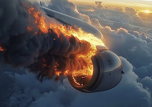 У летевшего из Москвы самолета взорвался двигатель