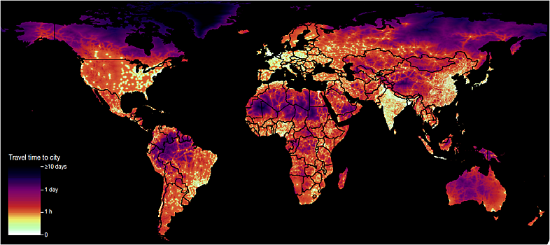 Составлена всемирная карта доступности городов