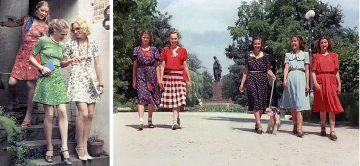Советским девушкам положено быть скромными, резко отличаться от остальных людей — не рекомендовалось, а модницы выглядели именно так.  