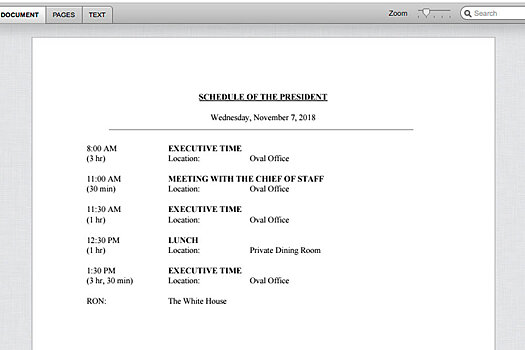 Журналисты нашли рабочее расписание Трампа
