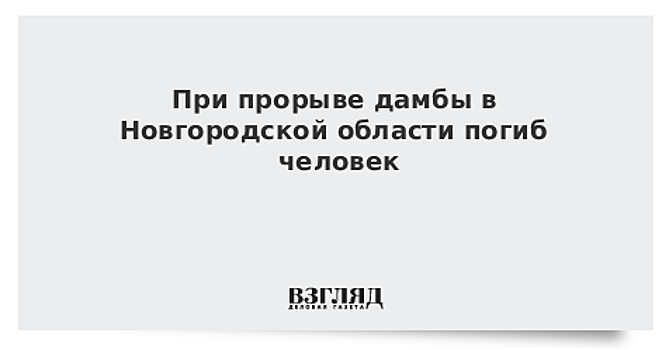 Один человек погиб из-за прорыва трубы на дамбе в Новгородской области