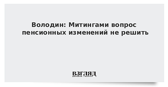 Володин: митингами вопрос пенсионных изменений не решить