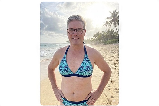 Маск опубликовал сгенерированное ИИ изображение Стармера в женском купальнике