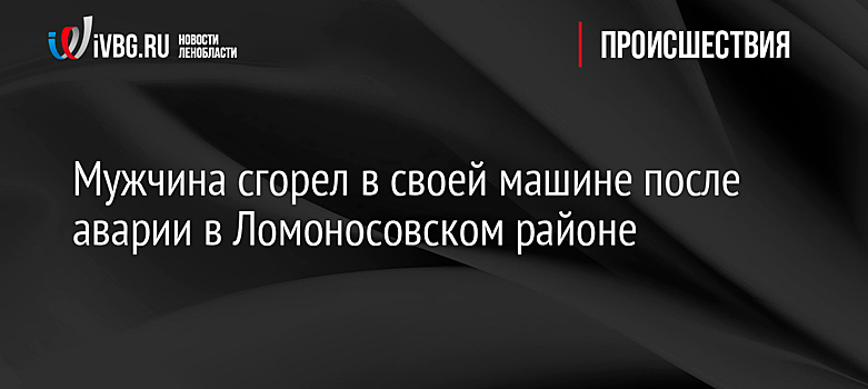 Мужчина сгорел в своей машине после аварии в Ломоносовском районе