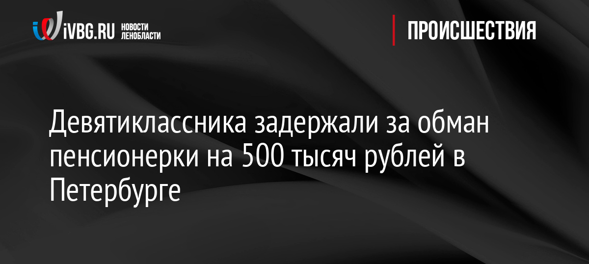 Девятиклассника задержали за обман пенсионерки на 500 тысяч рублей в Петербурге