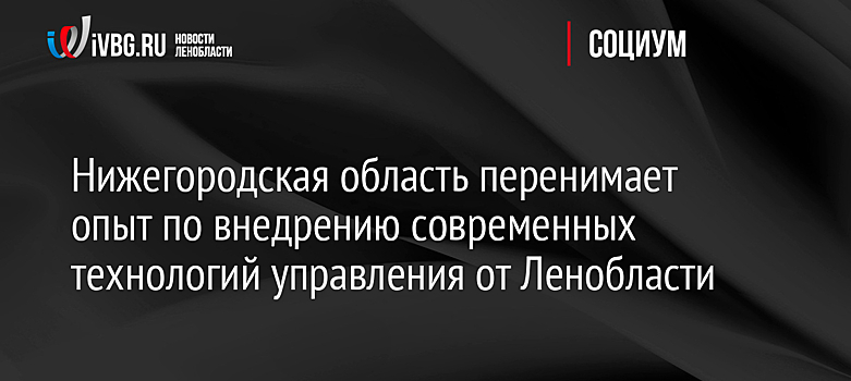 Нижегородская область перенимает опыт по внедрению современных технологий управления от Ленобласти