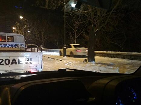 Владивостокские водители не смущались ездить по тротуарам после снегопада