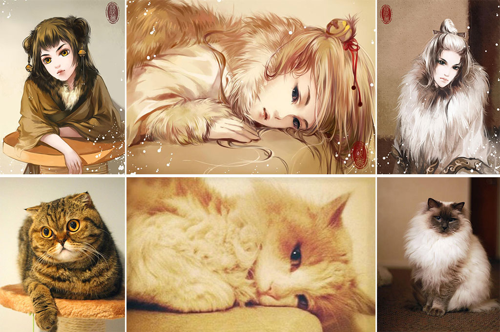 Девочки превращаются в животных. Девушка превращается в кошку. Превращение человека в кота. Хуманизация животных
