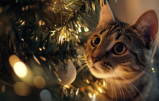 Ветеринар напомнил о смертельной опасности новогодних украшений для кошек