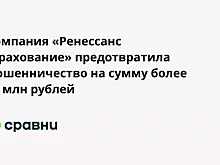 Компания «Ренессанс страхование» предотвратила мошенничество на сумму более 33 млн рублей