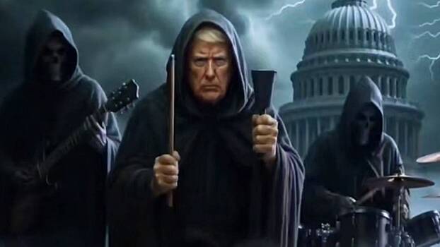 Трамп опубликовал видеоролик, где он с Вэнсом играет в рок-группе