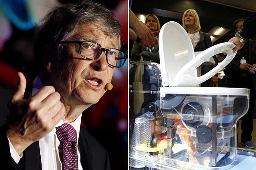 На выставке в Китае сооснователь Microsoft Билл Гейтс презентовал проект унитаза, который будет обходиться без воды и связи с канализацией
