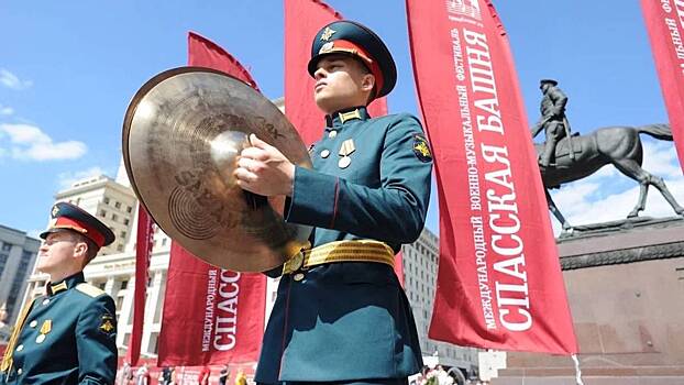 Центральный военный оркестр выступил на Манежной площади в Москве