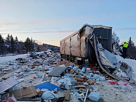 В Удмуртии два грузовика врезались друг в друга и перекрыли трассу