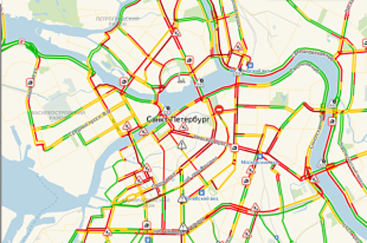 Петербург парализовали 8-бальные пробки