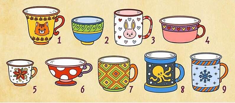 Психологический тест: выберите кружку и узнайте скрытые подробности своего характера