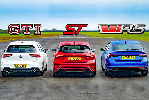 Дрэг-гонка: новая Octavia RS против Ford Focus ST и Volkswagen Golf GTI