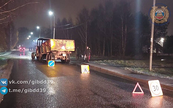 В посёлке под Калининградом столкнулись легковушка и трактор с полуприцепом