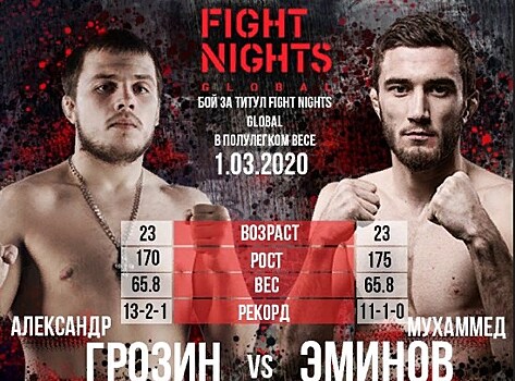 Поединок за пояс «Fight Nights Global» состоится на турнире «Шагнувшие в бессмертие»