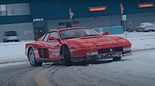 Посмотрите на зимний дрифт Ferrari Testarossa