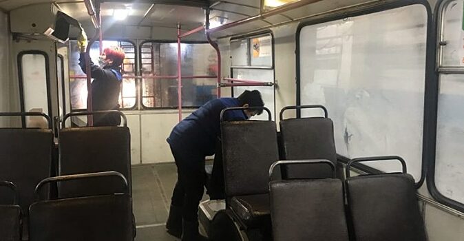 Общественный транспорт в Чите дезинфицируют