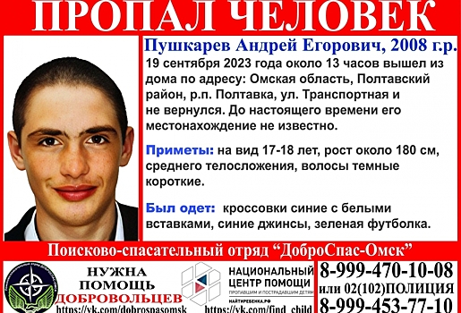 В Омской области пропал подросток