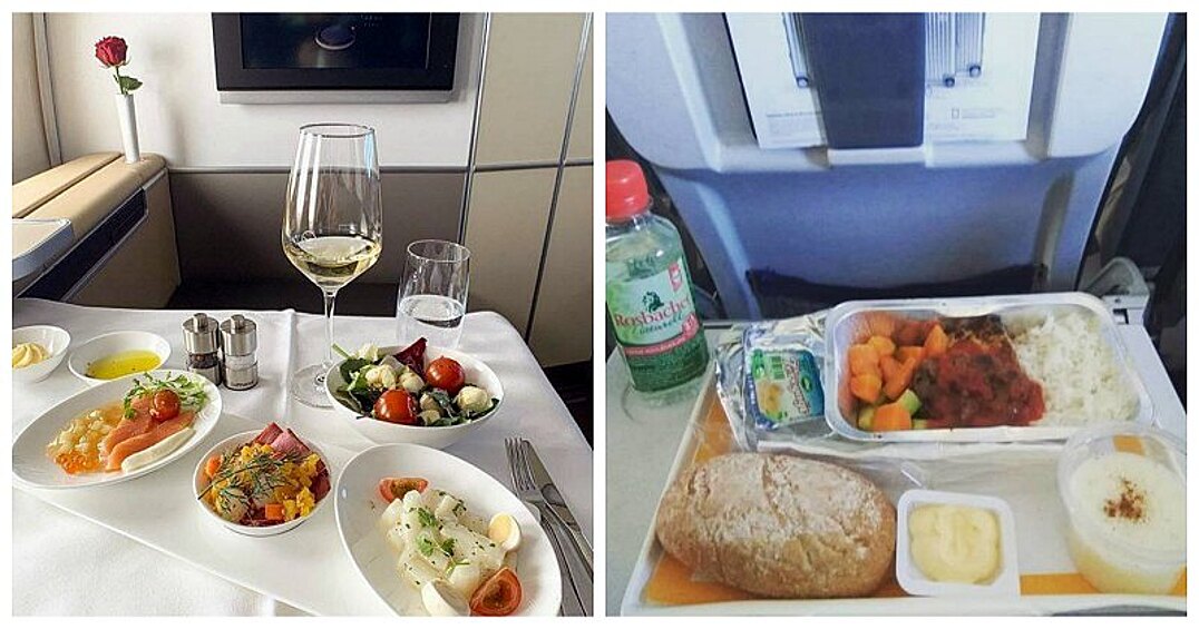 Посмотрите, чем кормят пассажиров разных классов в разных авиакомпаниях и решите, где летать вкуснее.