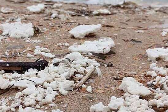 В Анапе на береговую линию Бугазской косы выбросило пальмовое масло