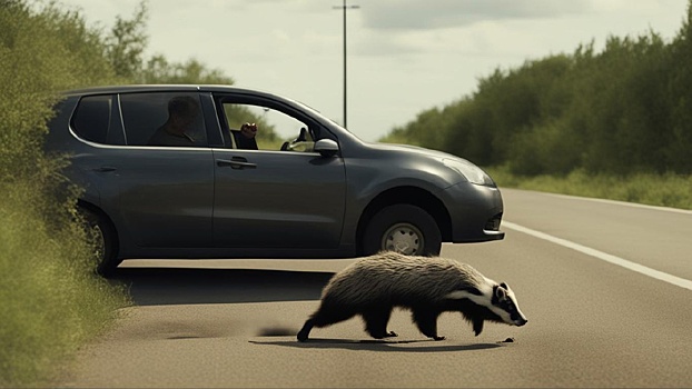 Менял спущенное колесо: в Новосибирской области на водителя напал дикий барсук