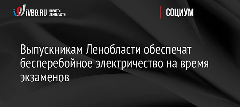 Выпускникам Ленобласти обеспечат бесперебойное электричество на время экзаменов