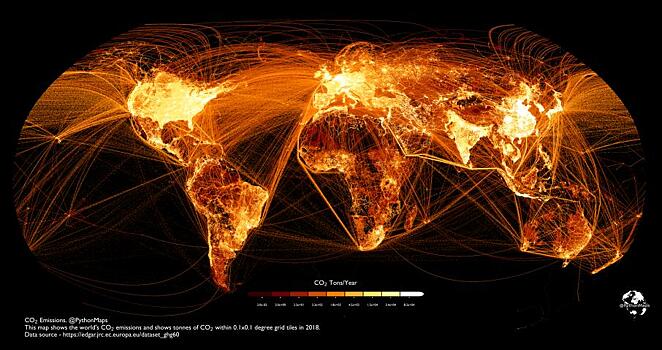 Ученые составили карту глобальных выбросов углерода
