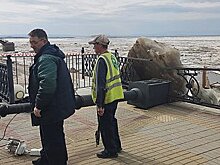 Ледоход на Амуре разрушил часть центральной набережной Хабаровска