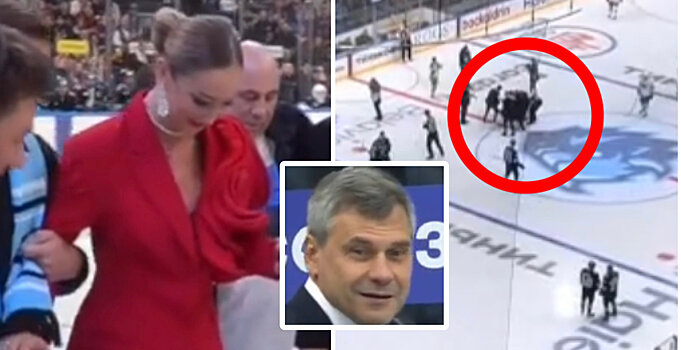 Бузова поскользнулась на льду после символического вбрасывания на матче минского «Динамо» и «Ак Барса». Она была вместе с Пригожиным и рэпером Серегой