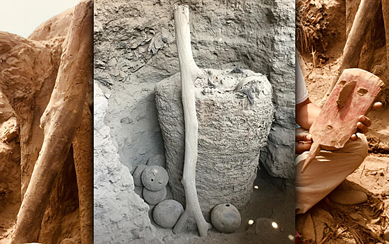 Перуанская мумия в тканевом свертке отлично сохранилась без гроба