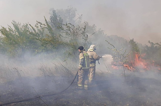 В Ростовской области локализовали возгорание сухой травы площадью 2 тыс. кв. метров