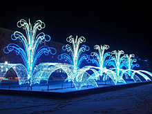 Большой зимний фонтан открылся в Барнауле рядом с нулевым километром