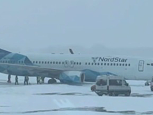 Сотрудники Домодедова откопали лопатами застрявший в сугробе самолет