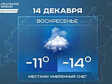 Сегодня в Татарстане ожидается до -14 градусов