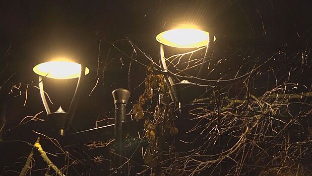 Освещение появилось в сквере на площади Революции в Истре