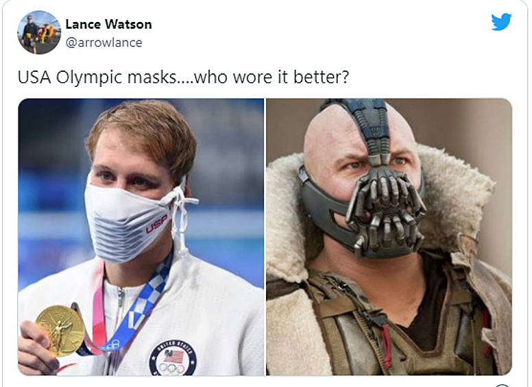 Странные маски команды из Соединенных Штатов Америки породили немало шуток. "Кто носит это лучше", — шутили в Сети, сравнивая олимпийцев с героями культовых фильмов.