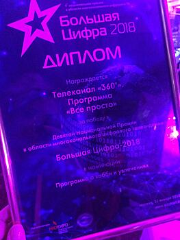 Программа «Все просто» телеканала «360» взяла премию «Большая Цифра»
