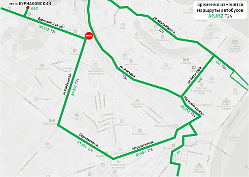 Три автобусных маршрута изменятся из-за перекрытия улицы Пролетарской в Нижнем Новгороде