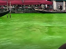 Экоактивисты с Тунберг окрасили воды Гранд-канала в Венеции в кислотно-зеленый цвет