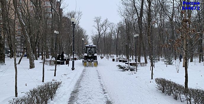 Территории парков Ростова очищают от снега