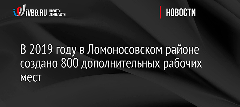 В 2019 году в Ломоносовском районе создано 800 дополнительных рабочих мест