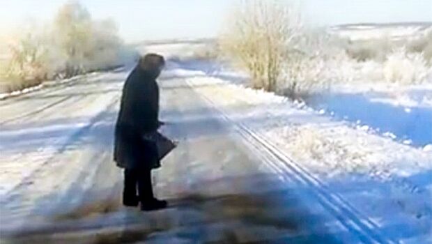 Чистящая дорогу бабушка растрогала пользователей Сети