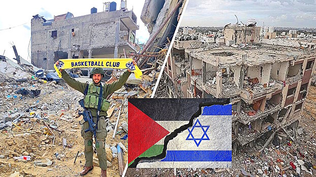 «Маккаби» опубликовал фото военного ЦАХАЛ с шарфом клуба на фоне разрушенного здания в Газе: «Удачи в сегодняшней игре»