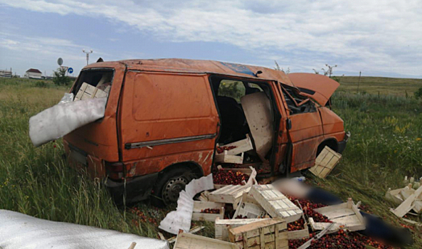 В Воронежской области на трассе М-4 водитель микроавтобуса погиб, опрокинувшись в кювет