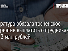Прокуратура обязала тосненское предприятие выплатить сотрудникам почти 2 млн рублей