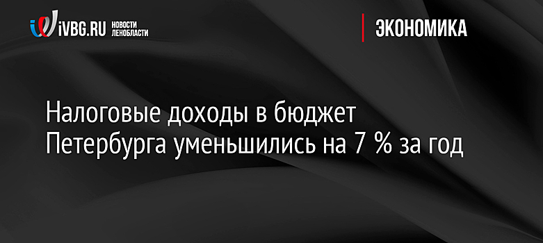 Налоговые доходы в бюджет Петербурга уменьшились на 7 % за год